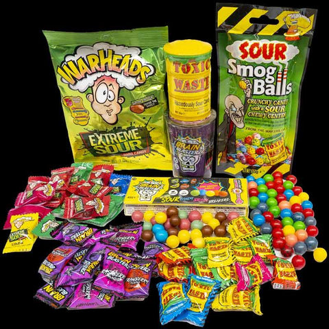 Sour Sweets Toxic Waste Warheads Brain Blasterz Bundle of Sour Candy Including American Candy British Candy Extreme Sour Candy